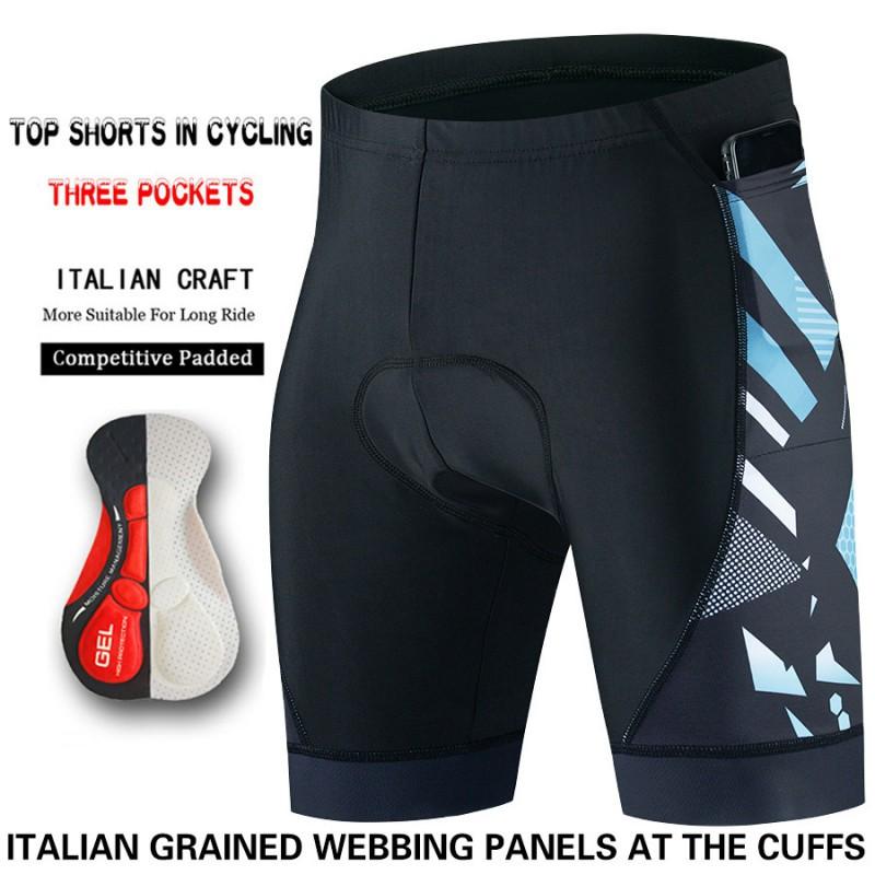 

Men s Cycling Suit Shorts Bicycle Quick-drying Breathable 3 Pockets Tight GEL Silicone Cushion XXXL світло-синій колір
