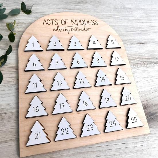 Yousheng Acts of Kindness Advent Calendar Farmhouse Rustic Wooden 25-Day Sharing Kindness Countdown Calendar Christmas Decoration