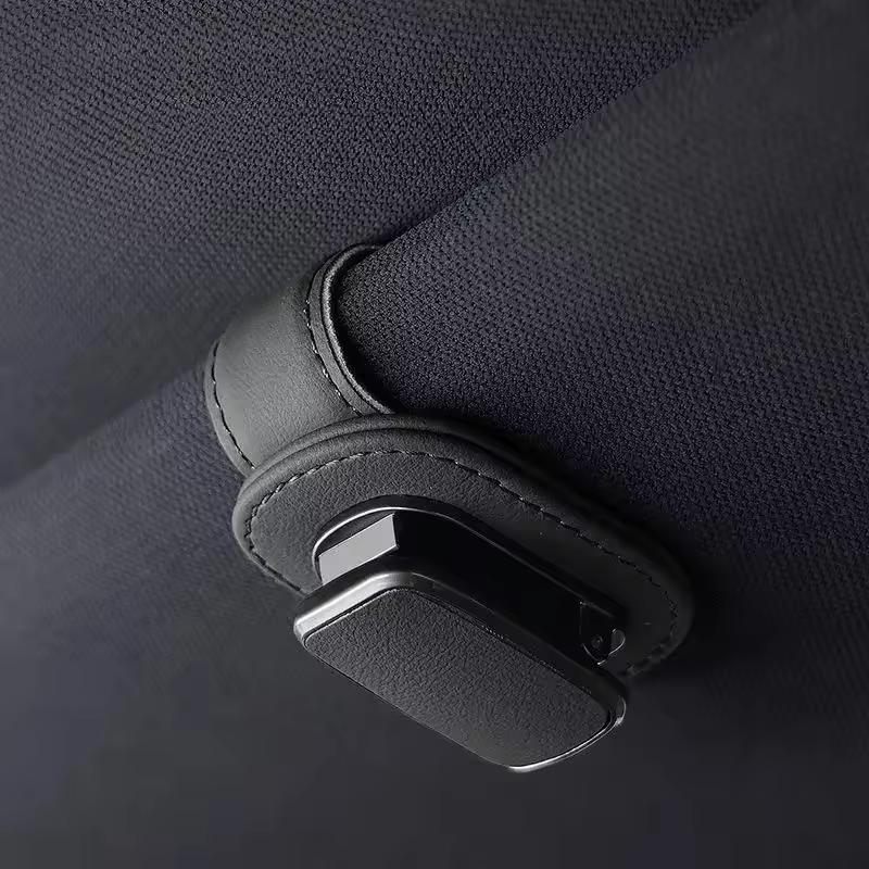 Car Sunglasses Holder Sun Visor Sunglasses Clip Leather Glasses Case Magnetic Mount Ticket Card Eyeglasses Clip Car Accessories