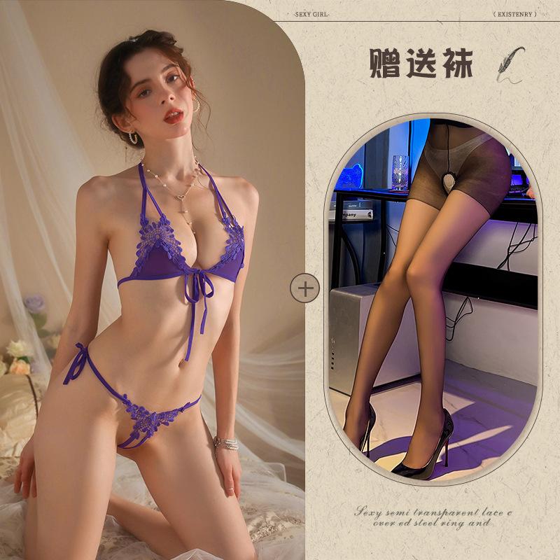 New sexy three-point erotic underwear free bikini open crotch temptation large size women's suit