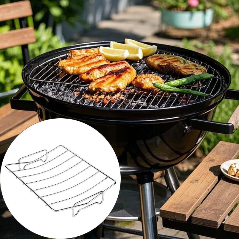 V Shaped Grilling Rack Barbecue Rack Grill Holder Turkey Roasting Rack for Camping and Backyard Parties Easy To Clean