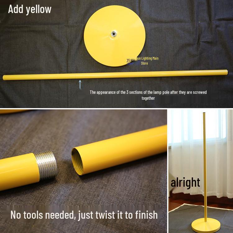 Large Round Base Floor Lamp with Metal Pole and Moxibustion Stand