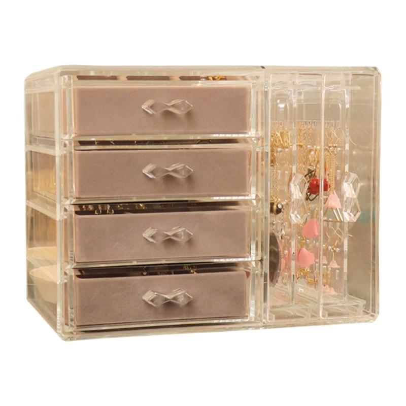 Ohrringhalter Organizerbox aus Kunststoff mit 5 Schubladen Klare Schmuckaufbewahrungsbox für Damen Inklusive 20 Reißverschlussbeuteln