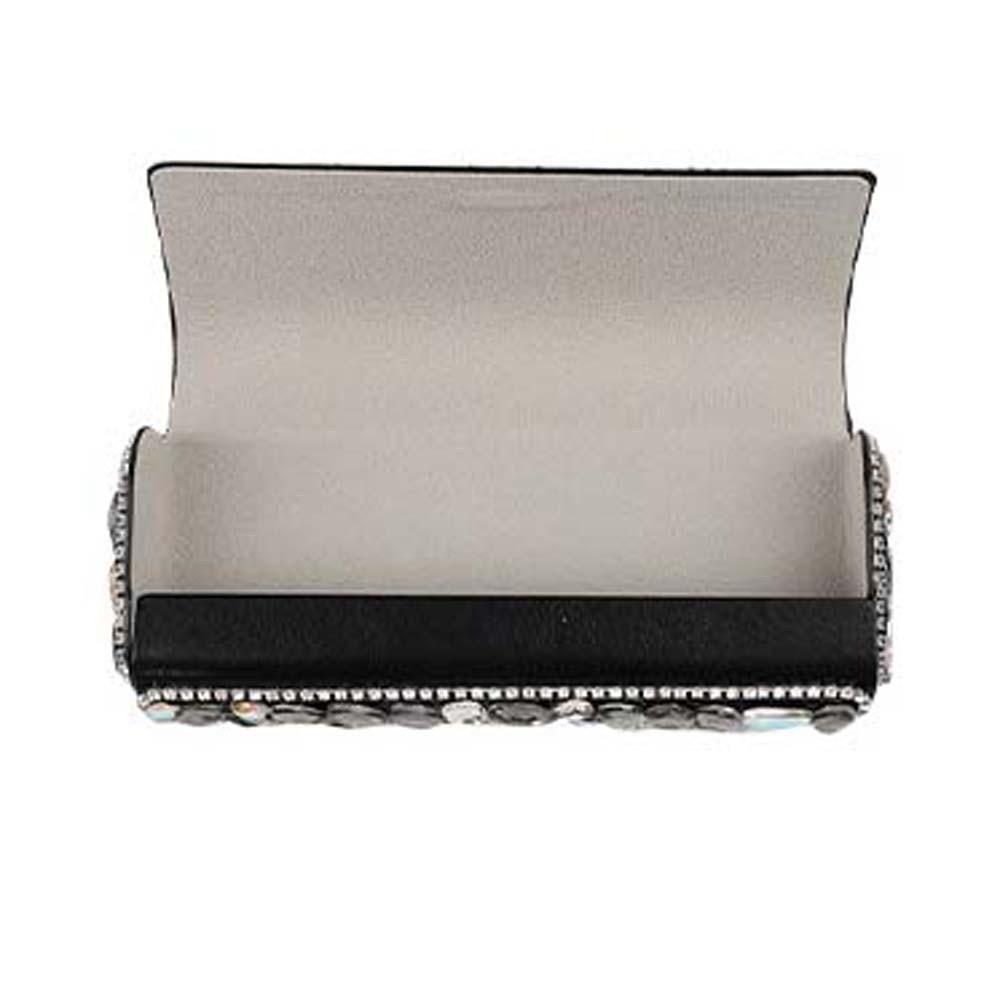 Leather Crystal Black Glasses Organizer Portable Sunglasses Protective Case Students