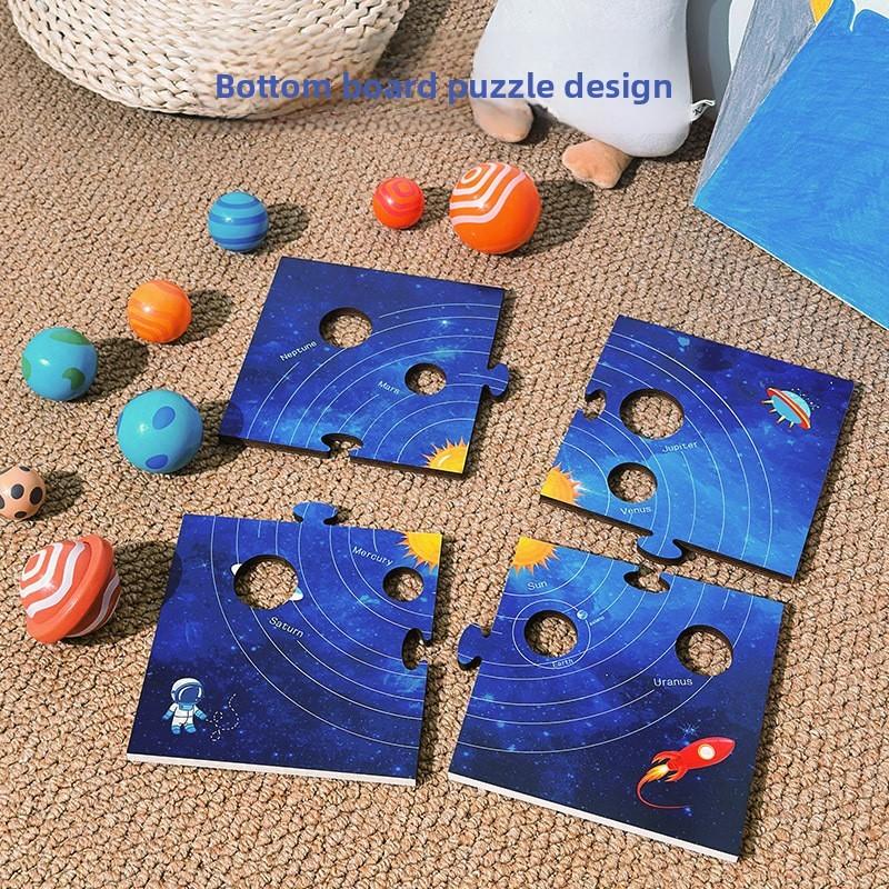 Eight Planets Puzzle Universe Cognitive Ball Matching Board Wooden Toy Children