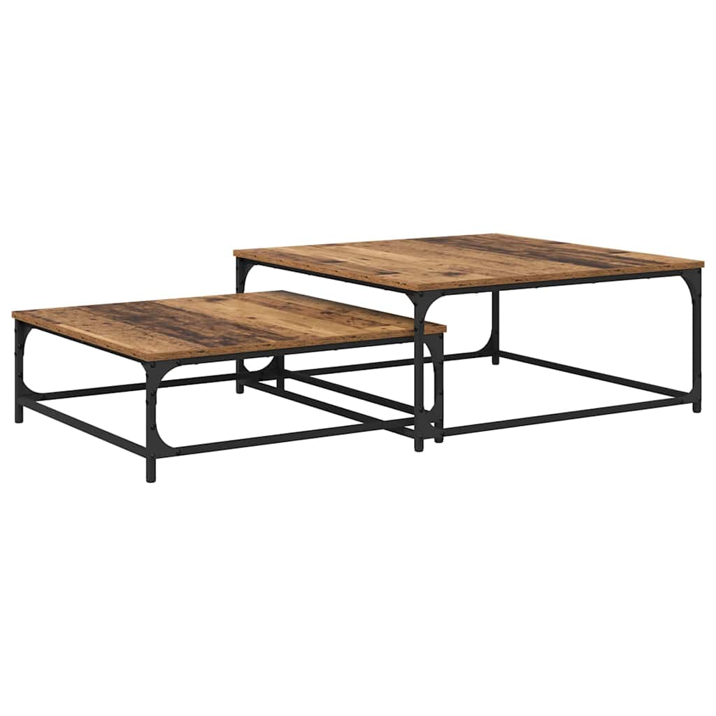 Coffee Table Set 2 pcs Reclaimed Wood Effect Wood Based Panel