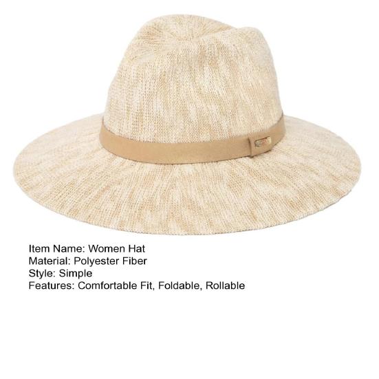 Women Hat Foldable Rollable Breathable Fedora Hat Wide Brim Commuting Camping Lightweight Sun Protection Hat