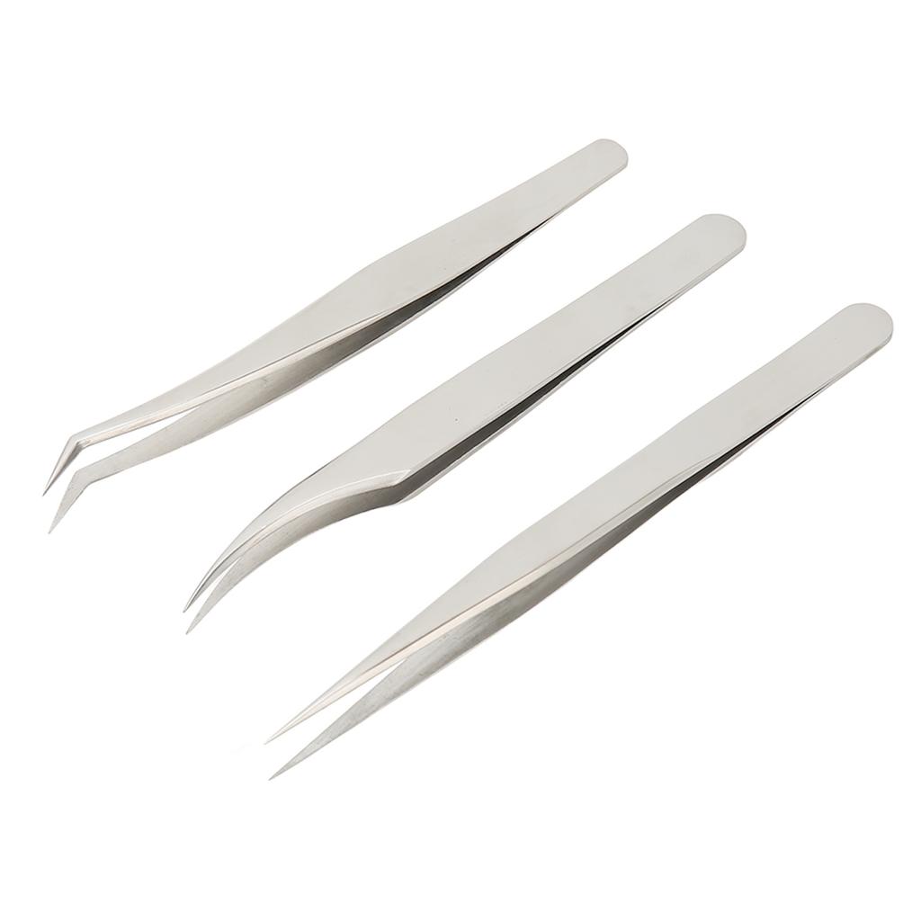 3Pcs Eyelash Tweezers Stainless Steel Blackhead Tweezers Extractor Lash Tweezers for Home Salon