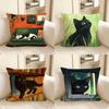 Pc Art Green Bedroom And Cat Pillow Case Fashion Square Pillowcase Bedroom Sofa Room Ins Decoration Leisure