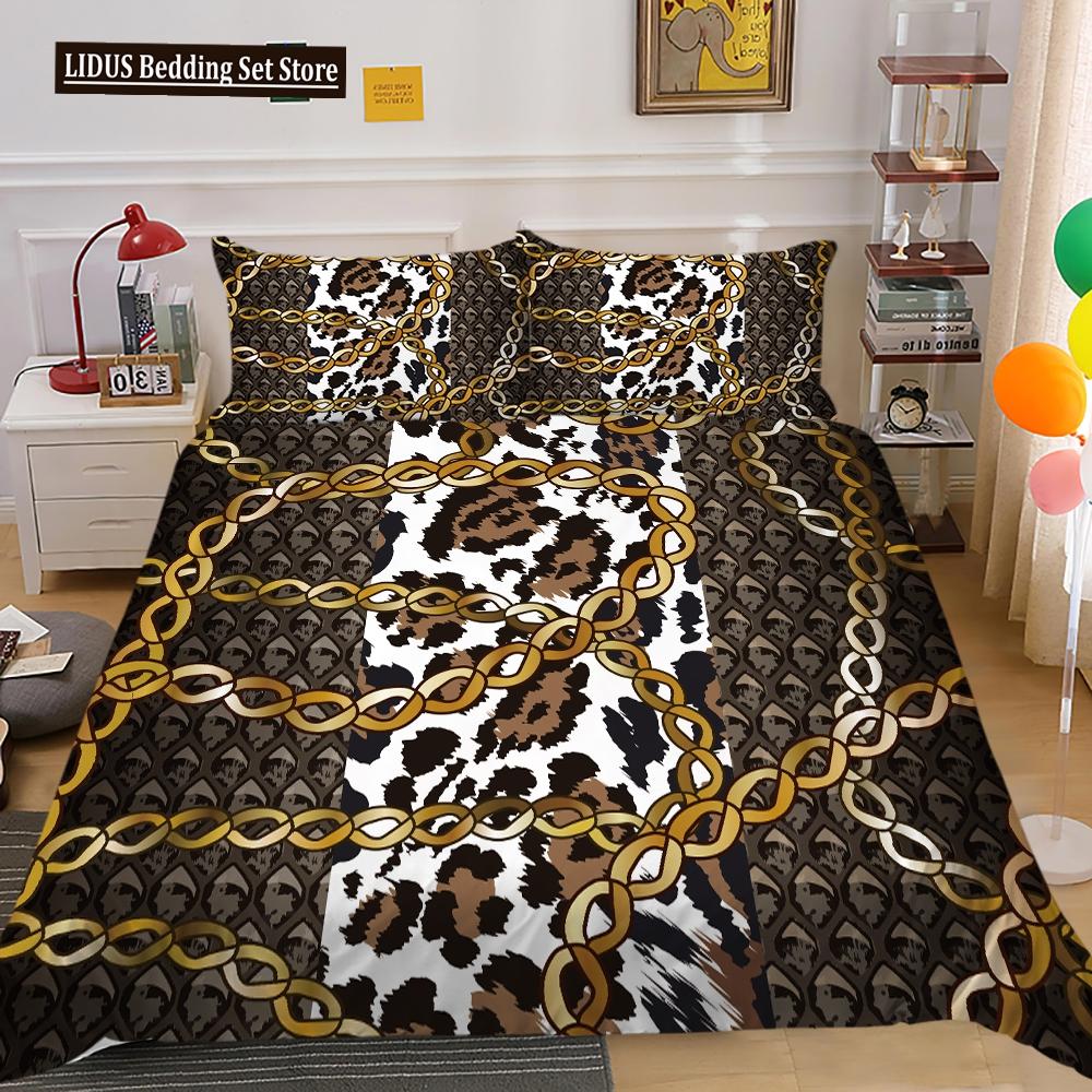 Dark Gold Duvet Cover Set Dull Gold Patterns 3D Luxury Printing Comforter Cover King Queen For Teens Adult Polyester Bedding Set