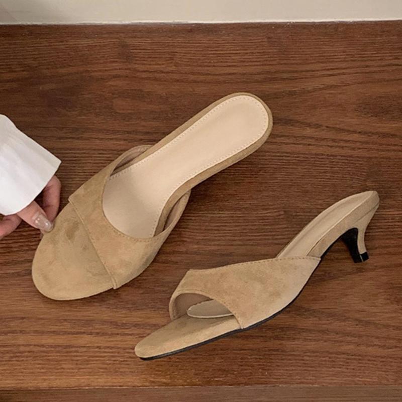 Summer Fashion Thin Low Heels Slippers Women Round Open Toe Beach Casual Sandal Female Mules Slides Shoes Zapatos De Mujer