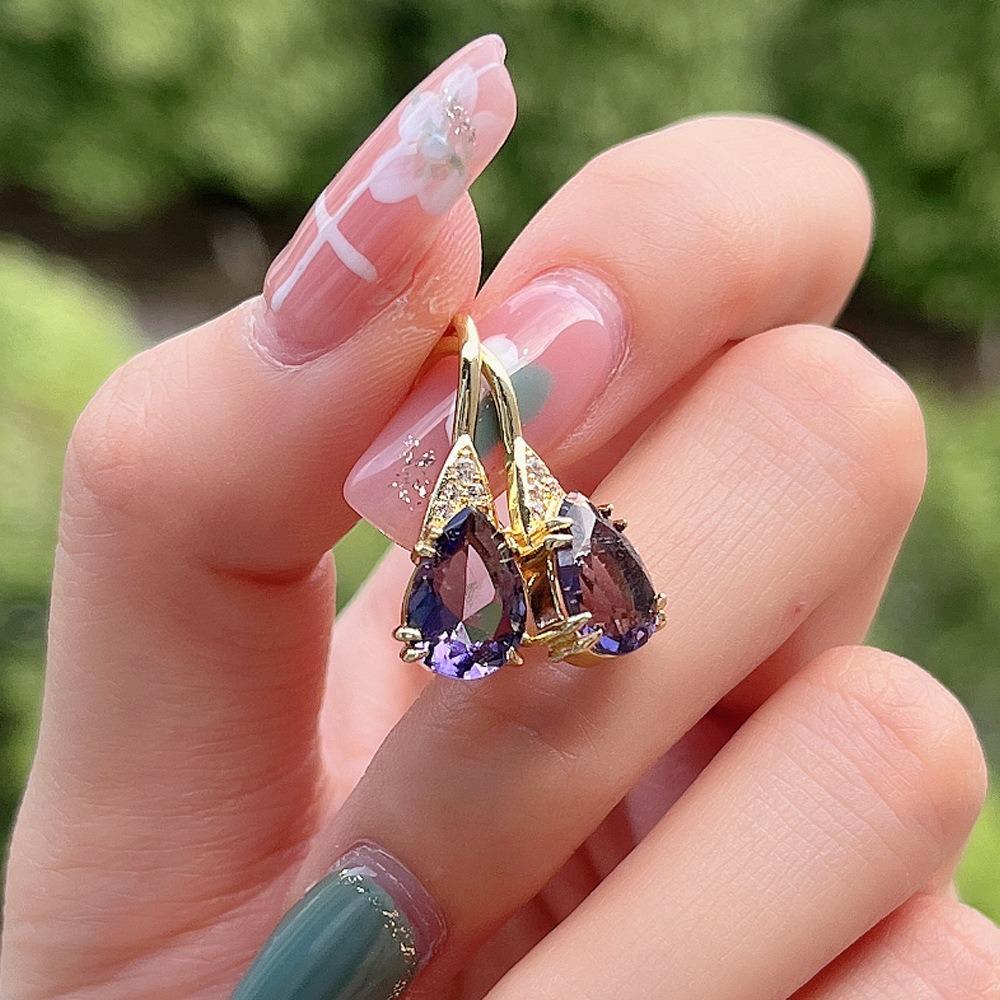 

Медные фиолетовые серьги-груши, фиолетовые серьги-капельки, новые женские серьги-капли