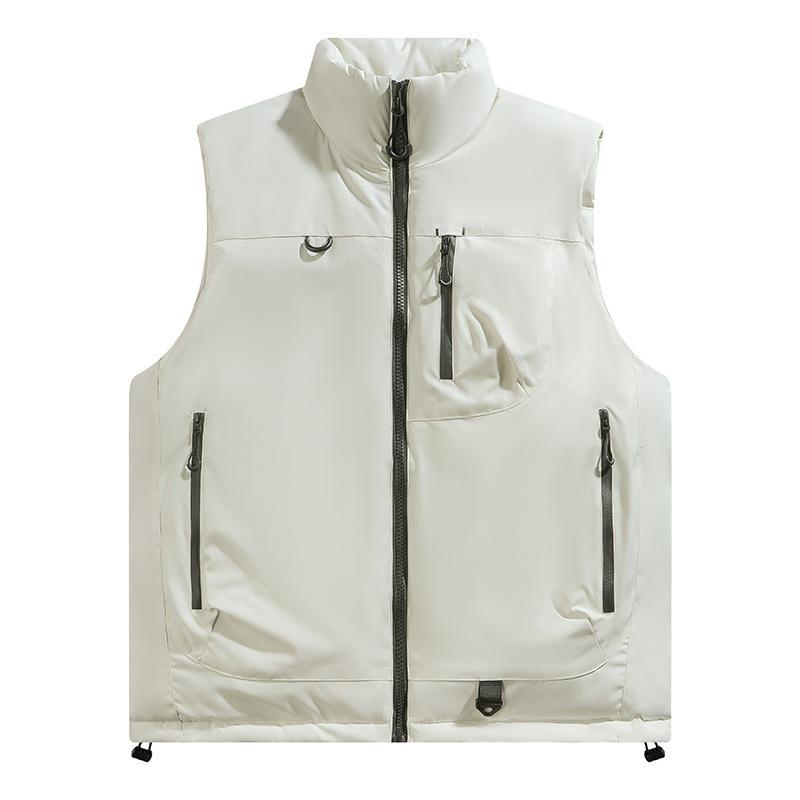 2025 Winter Solid Color Vest Men's Handsome Trend Couple Warm Vest Teen Cotton Clothing Casual Jacket Men