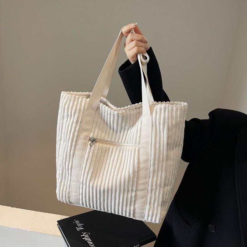 All-matching Women's Large-capacity Tote Bag Simple Artistic Corduroy Shoulder College Students 'commuting Handbag