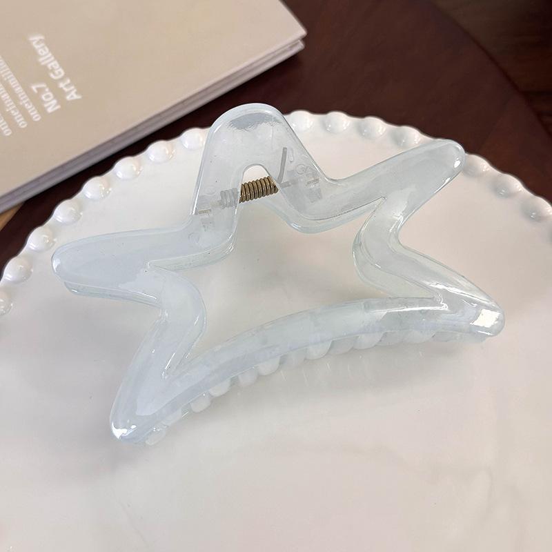 Girl's Elegant Hairpin Crab Clips Hair Accessories Cream Blue Bow Five-Pointed Star Hair Clip Geometry Hair Claw for Women