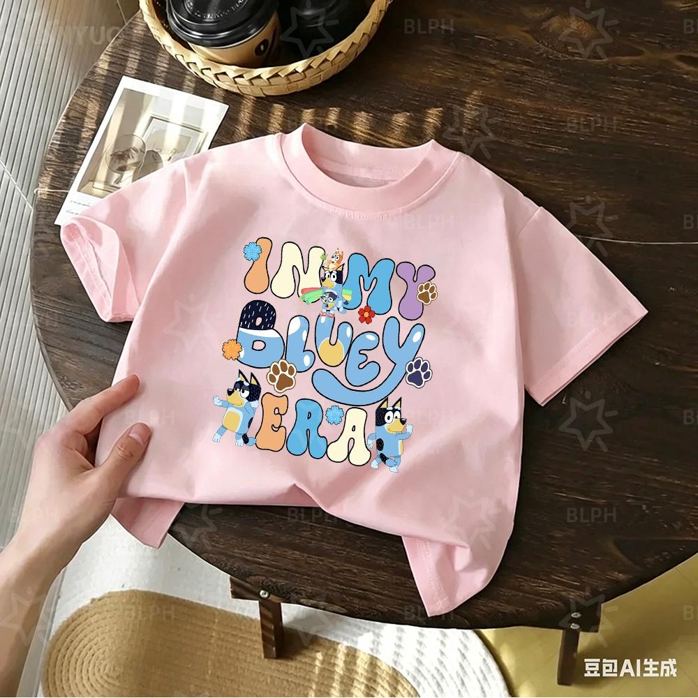 Kids Cute Honey Bluey Printed T Shirt Casual Soft Short Sleeve Tees for Boys Girls Cartoon Comfortable Summer Tops Est 2018