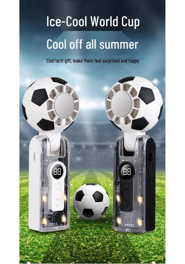 World Cup High-Speed Foldable Football Fan with Cooling Light & Ice Pack Display