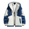 Otoño Invierno Chaqueta De Hombre Colorblock Con Capucha Cierre De Cremallera Cárdigan Felpa Gruesa Decoración De Letras Cálido Bolsillos De Manga Larga Abrigo De Hombre Resistente Al Frío