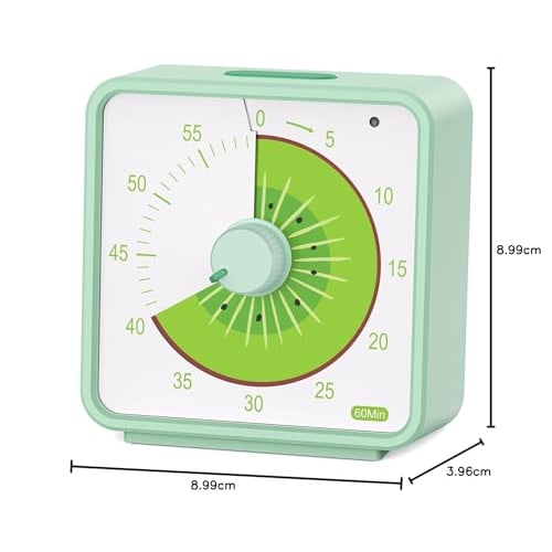 Conchstar 60-Minute Visual Timer for Kids, Fruit Pattern Design, Visual Countdown Timer for Classroom, Office, Kitchen, Pomodoro Timer, Silent Operati