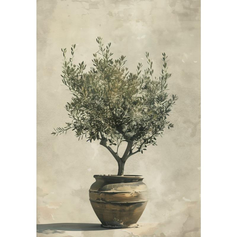 Mediterranean Antique Olive Branch Green Plant Rustic Kitchen Elegant Vase Poster Canvas Painting Wall Picture Home Decor