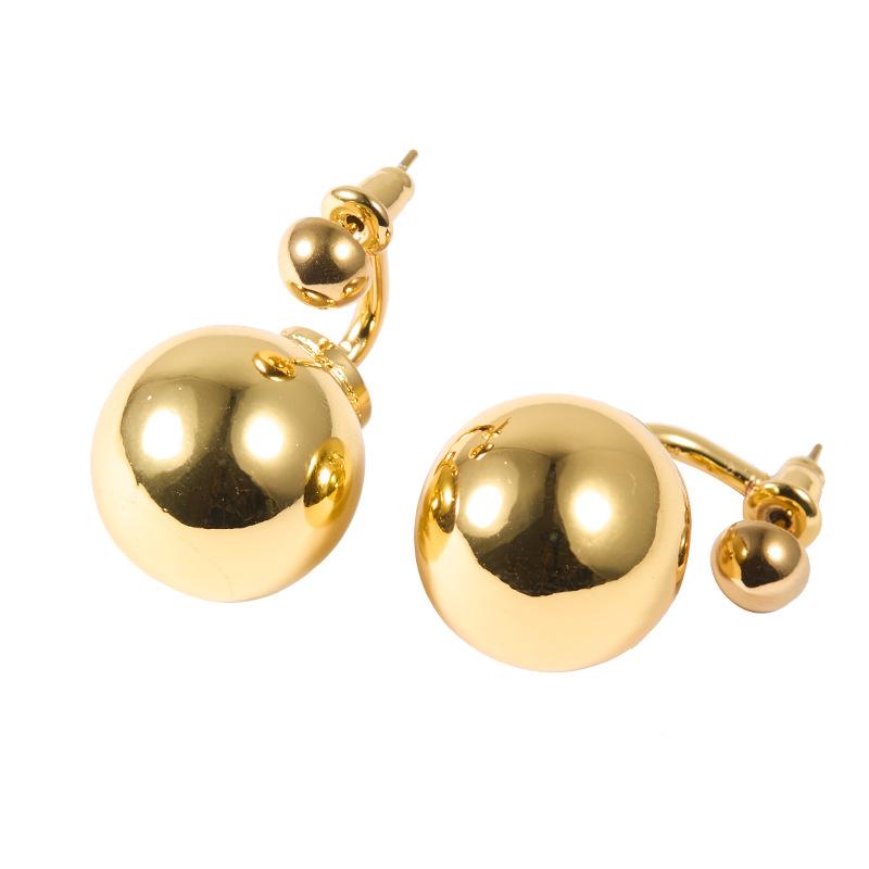 

Легкая роскошь, серьги-пусеты в виде больших шариков с гладкой поверхностью, нишевые серьги высокого класса, женские серьги из титановой стали, демонстрирующие индивидуальность