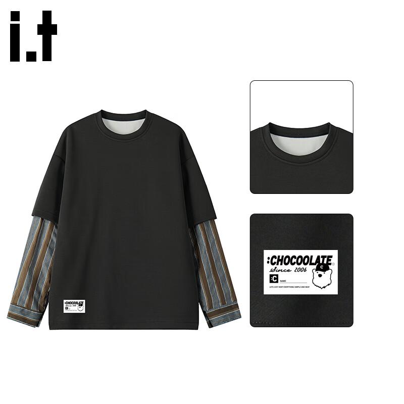 :CHOCOOLATEit Men's Faux Two-Piece Layered Sweatshirt