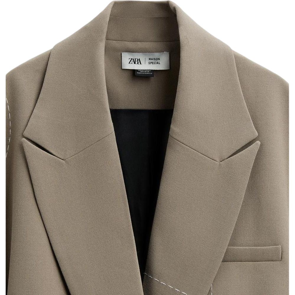 Zara X Maison Special Collaboration Solid Color Fashion Simple Versatile Long Sleeve Blazer Women Blazer Brown 07792707737-33