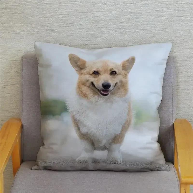 Cute Welsh Corgi Pembroke Dog Cushion Cover Pillow Case Home Decor Animal   Sofa Car