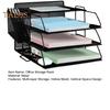 4-Tier Office Storage Rack with Pen Holder Metal Mesh Desktop Organizer File Stand File Manager Desk Accessories