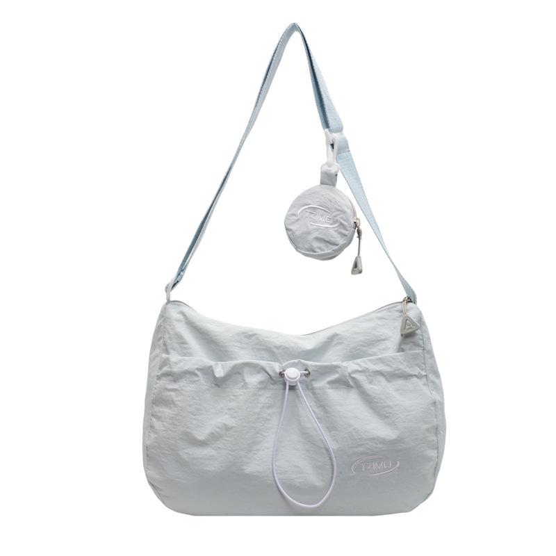 Korean Style Large Capacity Canvas Tote Bag - 2025 Autumn Pleated Niche Shoulder Crossbody Bag