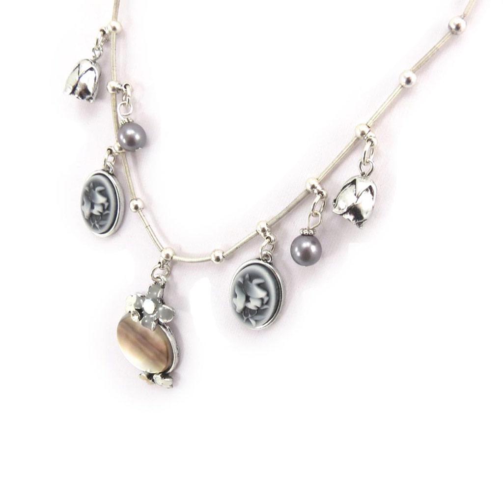 Les Trésors De Lily [J7942] - Silver Gray 'Scarlett' Designer Necklace