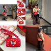 Festive Red Pu Coin Purse For Boys And Girls With Breathable Lining Ideal For Daily Use