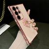 For Samsung Galaxy S24 Ultra Luxury Plating Frame Ring Stand Holder Phone Case For Samsung S21 S22 S23plus A25 A52 A54 A55 Cover