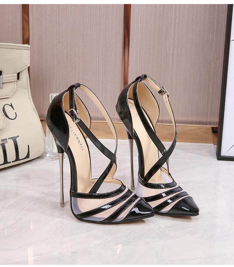 Dual Ankle Buckles Summer Women Sexy 16cm Extremely High Heel Sandals Ladies Chic Stiletto Pumps Club Party Shoes 35-46
