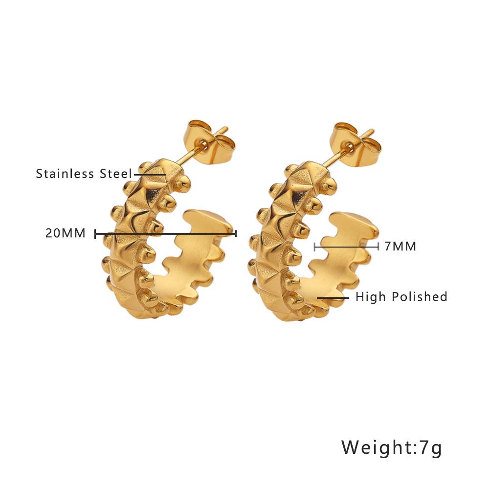 18k Gold-Plated Retro C-Shaped Titanium Steel Earrings