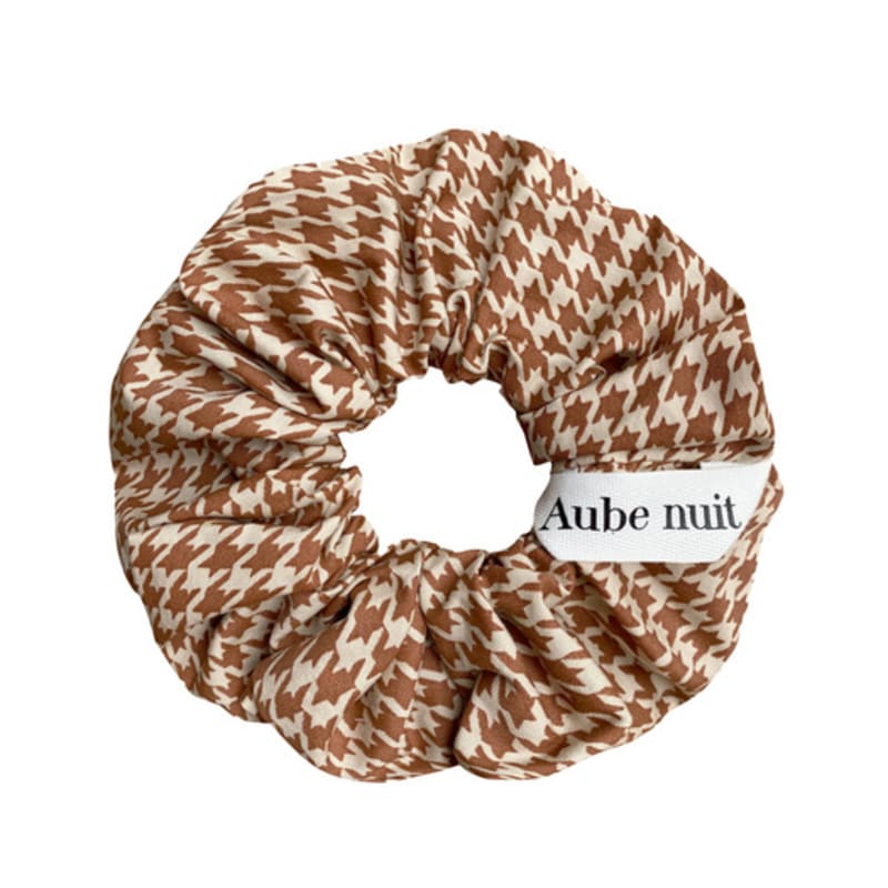 Aube nuit houndstooth check fall-in-maple hair scrunchie M