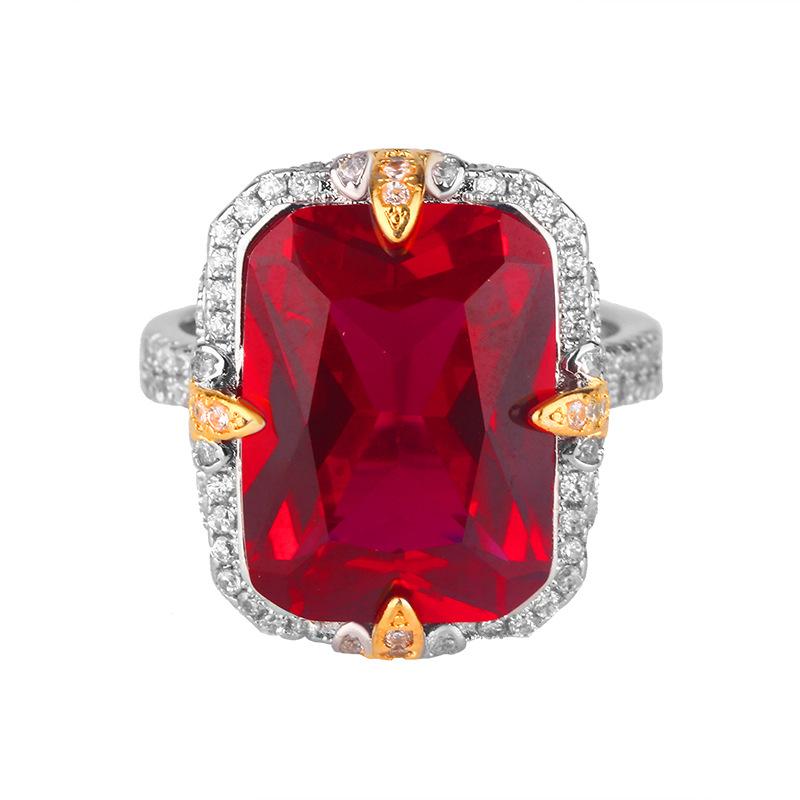 Jewelry Copper Bottom Gold-Plated Simulation Dry Red Corundum Retro Light Luxury Suit Female 12 * 16