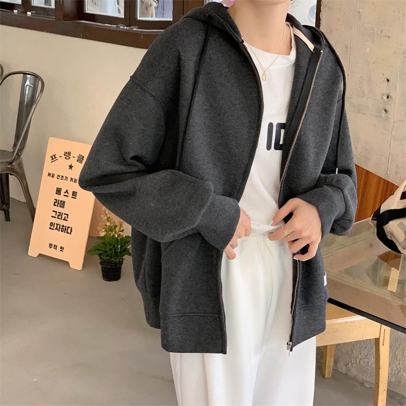 Chic Zip-up Hoodies Female Casual Street Loose Thin Sweatshirt Pocket Hooded Women Cardigans