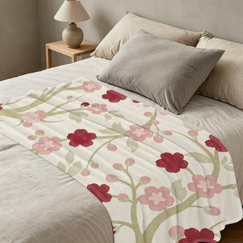 Floral Flannel Throw Blanket | Machine Washable, Soft & Cozy, Warm & Breathable - Ideal for Home, Office Napping, Christmas & Halloween Decor