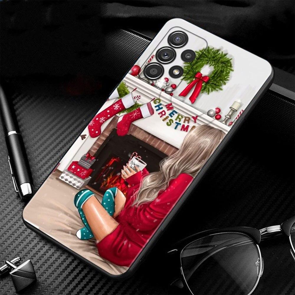 Phone Case For Samsung Galaxy A52s A73 A72 A53 A33 A32 A13 A02s A21s A12 A31 A91 A51 A71 A41 A23 A11 Christmas Tree Girl Gift