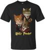 Hairy Pawter Cats T-Shirt Funny Cat Tee Shirt Short Sleeve Black