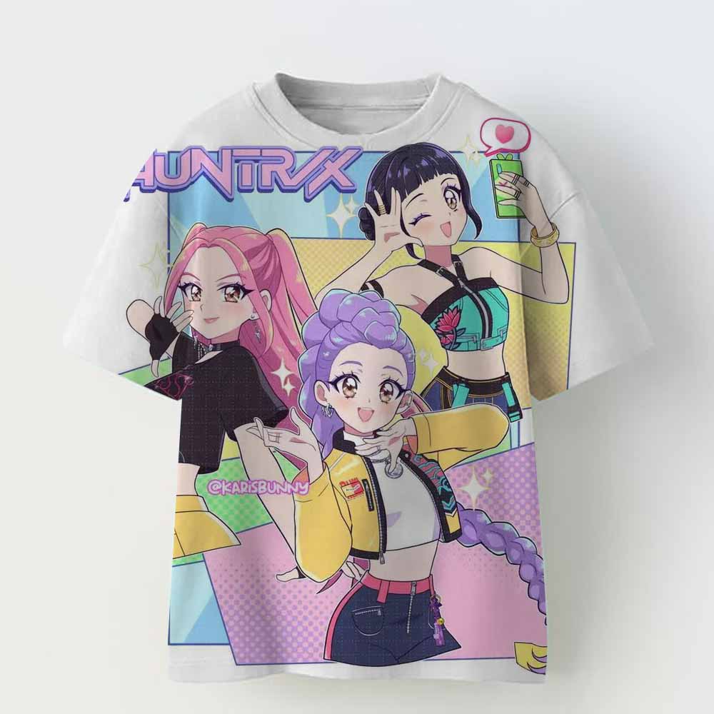 

Дитяча футболка KPop з принтом Мисливців на демонів Модні повсякденні топи 2025 Фільм Круглий виріз Мультяшна Футболка для дівчаток і хлопчиків Повсякденний одяг для маленької дівчинки 160