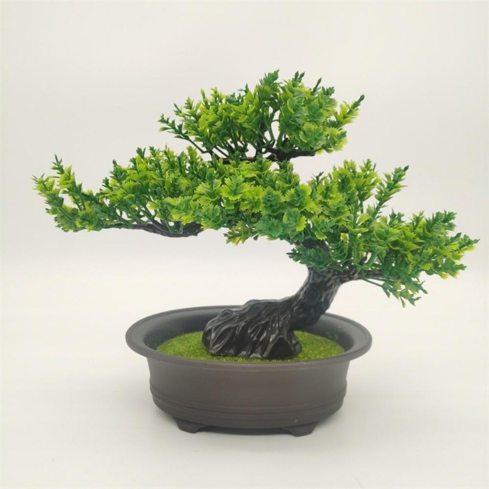 Zielone Sztuczne Drzewko Bonsai Sosna Pozdrowień Sztuczna Roślina w Doniczce Sztuczna Roślina Zielona Dekoracja Domu