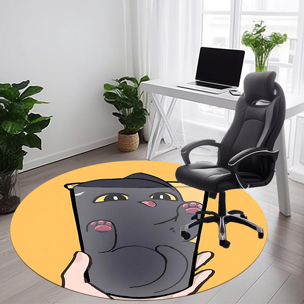 1pc Cat Cup Picture Office Round Area Rug, Indoor Mat Suitable ForOffice, Under Office Chairs Bedroom Living Room Home Decor, Room Deco,  n49