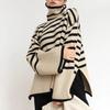 Koreanischer Rollkragenpullover Langarm Gestrickter Pullover Damen Herbst Winter Locker Farbblock Streifen Pulloverjacke Y2k Top Weiblich