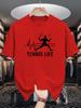 Heartbeat Tennis Player Graphic Unisexs Crew Neck T Shirt Tennis Life Sport Print Short Sleeve Casual Cotton Daily Street Tops