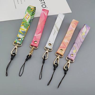 Mobile Phone Lanyard Short Wrist Hand Broadband Phone Universal Belt Clip Anti-lost Sling Female Creative Retro Pattern Lanyard