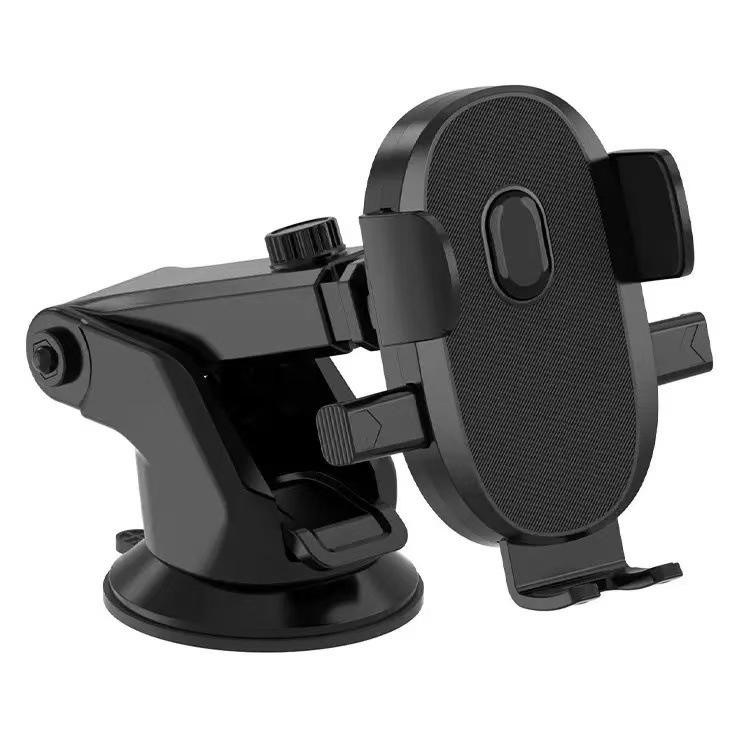 Teleskopischer Handyhalter fürs Auto mit Saugnapf und Lüftungsschlitz-Halterung für Armaturenbrett oder Konsole.