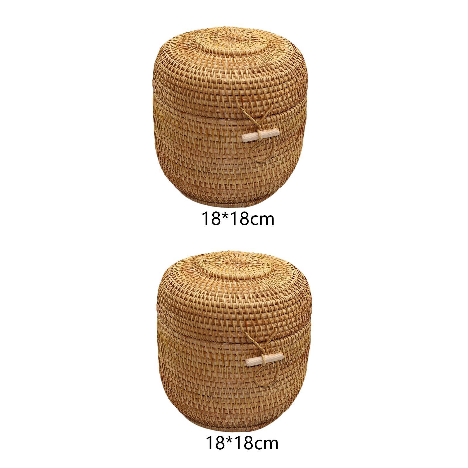 

Lidded Tea Organizer, Rattan Basket for Storing Candy And Snacks S