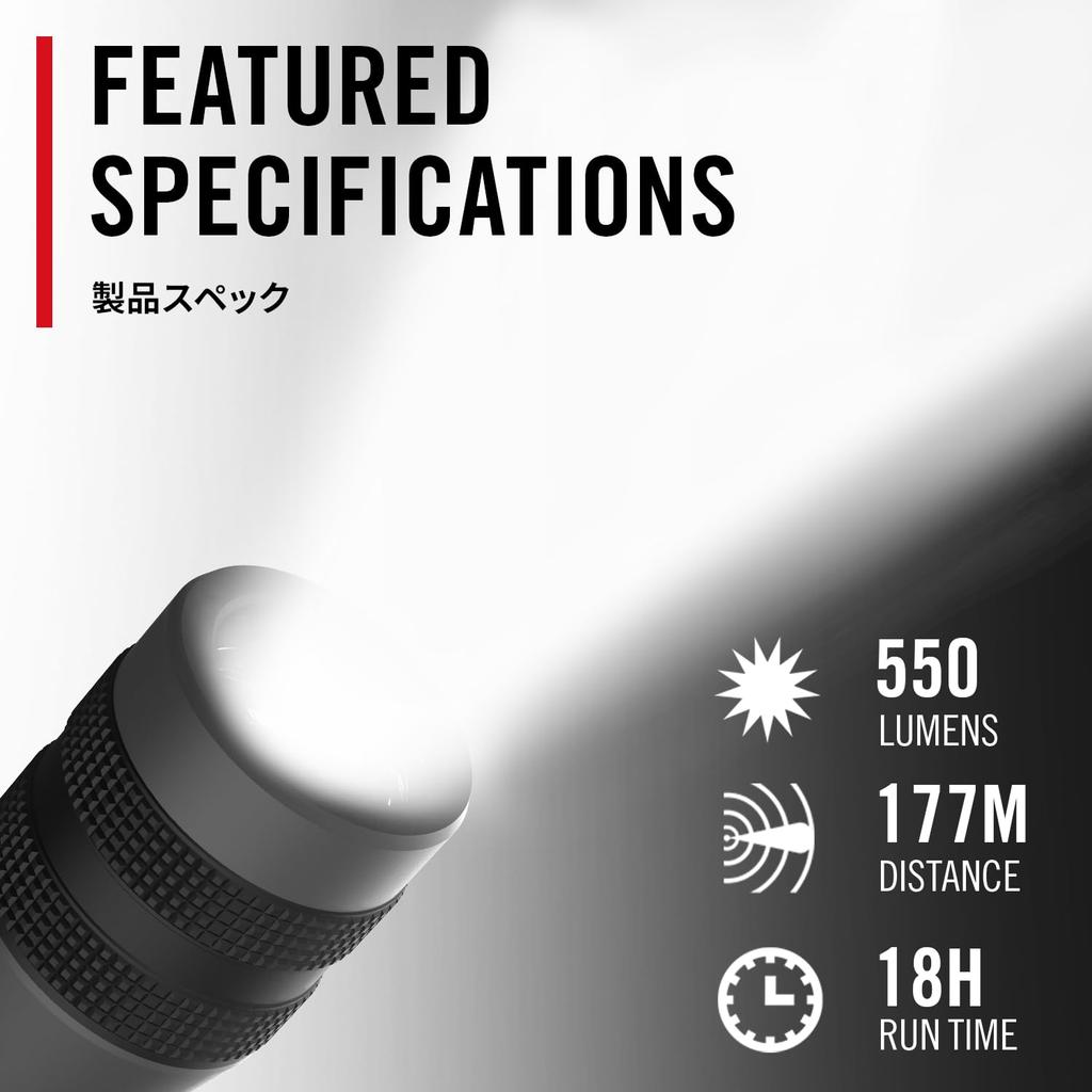 COAST GX10 LED Max 550 Durable Polymer Resin Waterproof and Compatible with Both Dry and Rechargeable Ideal for Crime Prevention and Disaster